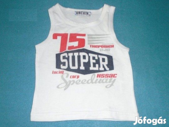 Mintás fehér színű ujjatlan póló trikó 9-12 hó (méret 74 / 80)