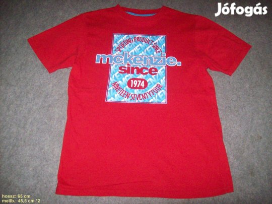 Mintás feliratos és piros pamut póló 12-13 évesre (méret 158)