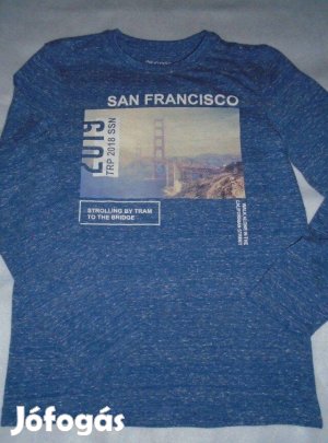 Mintás hosszú ujjú felső 10 évesre (méret 140) kék