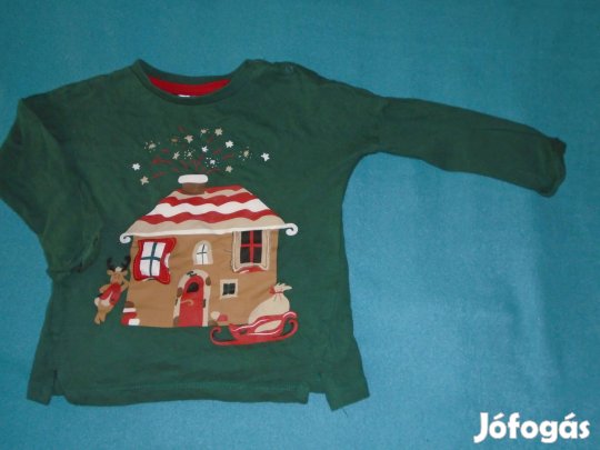 Mintás zöld hosszú ujjú felső 12-18 hó (méret 86)