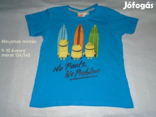 Minyonok mintás kék színű póló 9-10 évesre (méret 134 / 140)