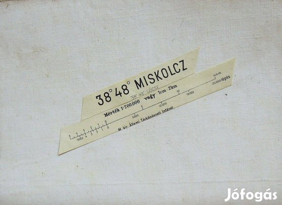 Miskolc Eger Mezőkövesd környéke Bükk régi térkép vászonra kasírozva