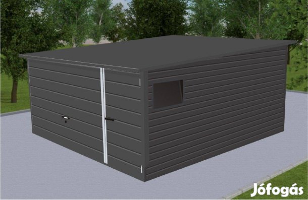 Mobilgarázs, Mobilépület, 4x6,5 m, 63m Terv. előrelejtő tető, Prémium