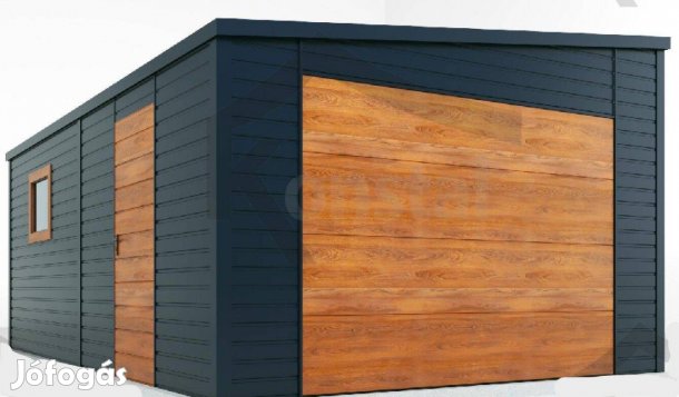 Mobilgarázs, Mobilépület, 4x6m, 77m Prémium, bal oldalra lejtő tető