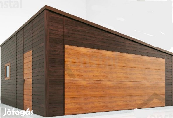 Mobilgarázs, Mobilépület, 6x6m, 76m Prémium, jobb oldalra lejtő tető