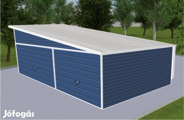 Mobilgarázs, Mobilépület, 6x 7.5 m, 65mT Jobb kék Prémium, ingyenes sz