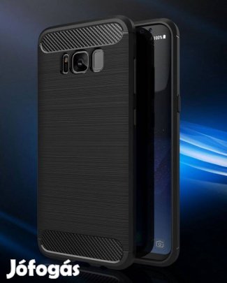 Mobiltelefontok Samsung S8+ telefonra szénszálas textúra fekete