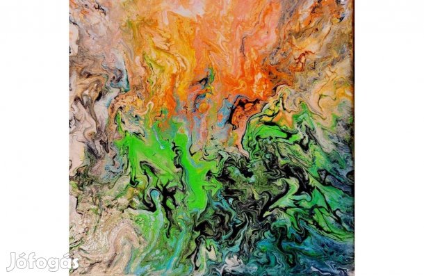 Modern Absztrakt Akril kép, feszített vásznon 40 x 40 cm-es