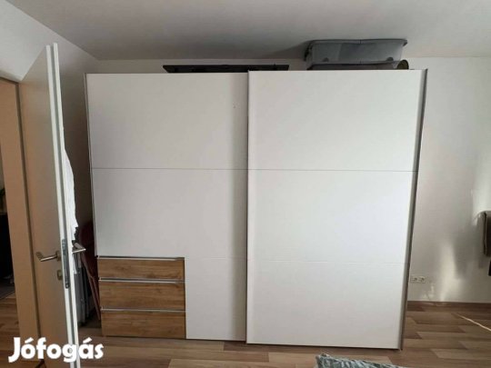 Modern Matt Fehér tölgy toló ajtós gardrób szekrény
