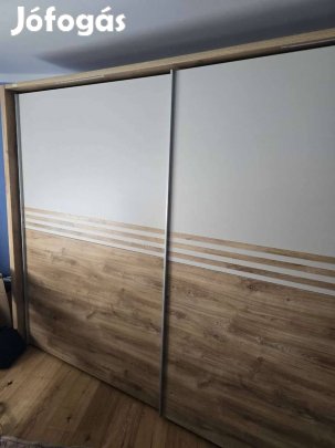 Modern Matt Fehér tölgy toló ajtós gardrób szekrény