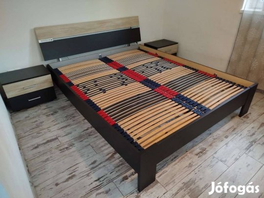 Modern Matt Fekete /Tölgy komplett hálószoba bútor matrac rács ágy