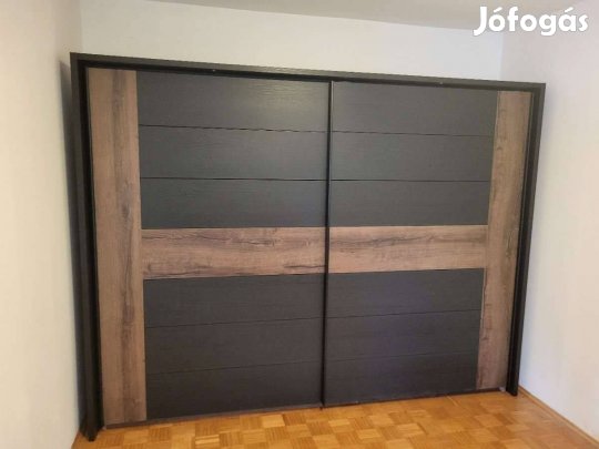 Modern Matt Szürke/Tölgy toló ajtós gardrób szekréy