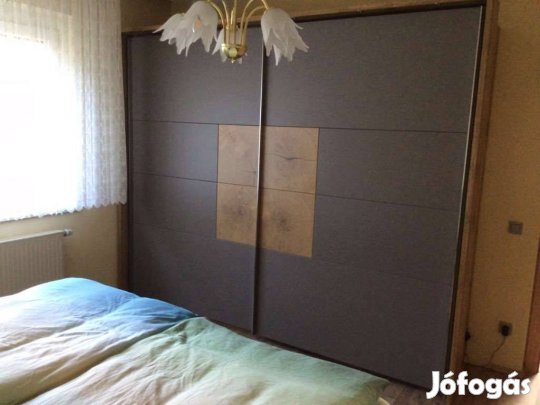 Modern Matt Szürke tölgy toló ajtós gardrób szekrény