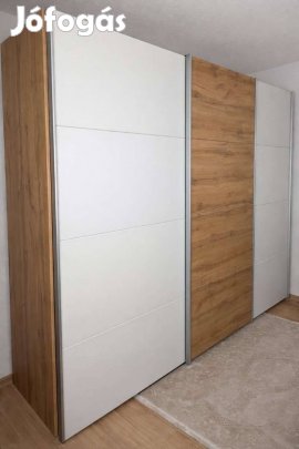 Modern Matt fehér tölgy toló ajtós gardrób szekrény