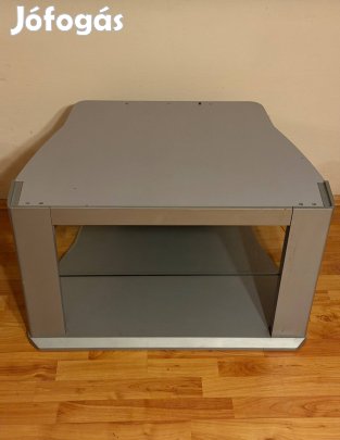 Modern Tölgy-Szürke TV-Állvány Üvegpolccal És Tárolókkal