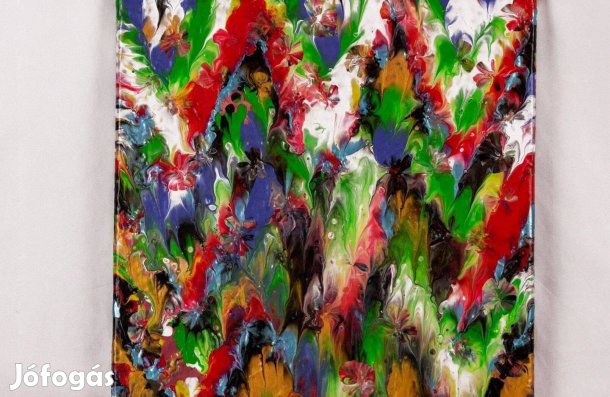 Modern, Absztrakt, akril kép feszített vásznon 30 x 30 cm