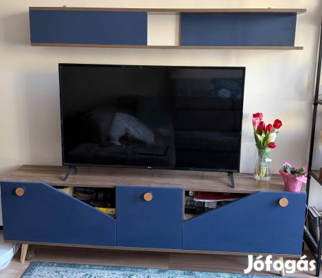 Modern "Navy & Oak" TV-szekrény Szett Egyedi Designer Megjelenés