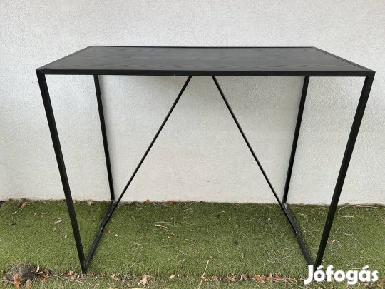 Modern, fekete fém vázas étkezőasztal, bár asztal, konzol asztal