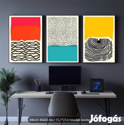 Modern, minimalista vászon falikép szett, 3 db, egyben