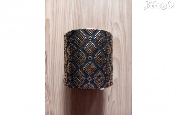 Modern arany-fekete kerámia kaspó 12x10 cm - Új