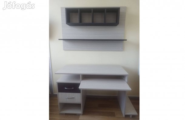 Modern íróasztal szett dekoratív fali polcos hátlappal Sonoma/Wenge