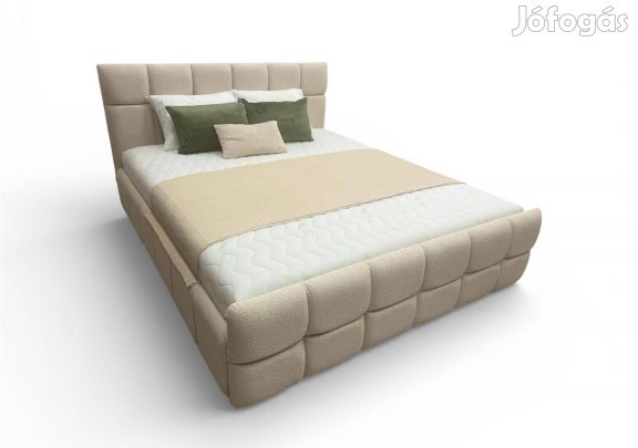 Modern kárpitozott franciaágy ágyneműtartóval 160x200 Új