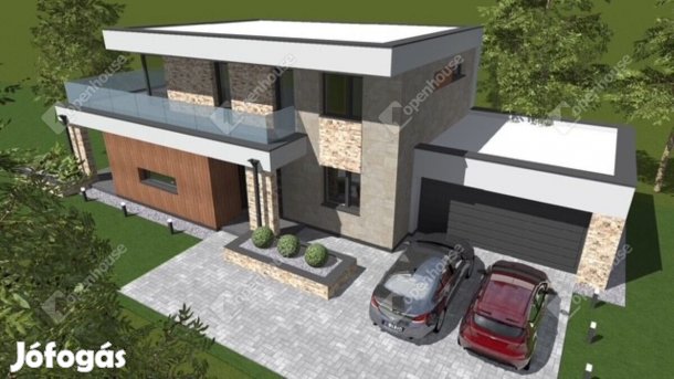 Modern kialakítású új építésű családi házak.