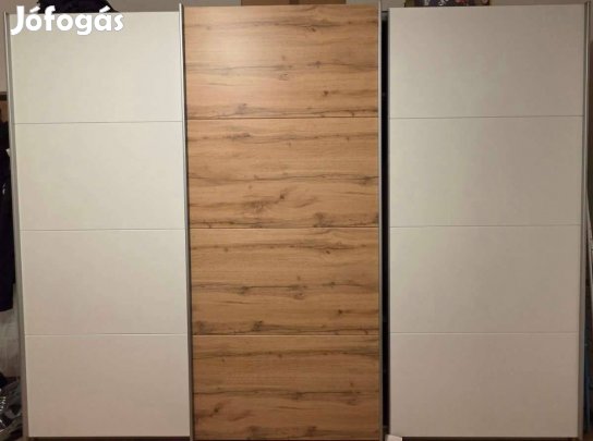 Modern matt fehér tölgy toló ajtós gardrób szekrény