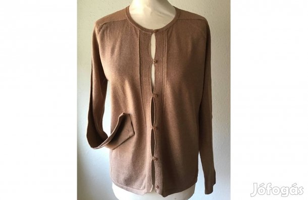 Mogyoró színű, szép, len-viszkóz kardigán - M-es