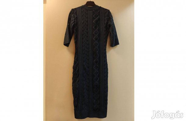 Mohito testhezálló petrolkék csipke hatású elegáns midi ruha S/M