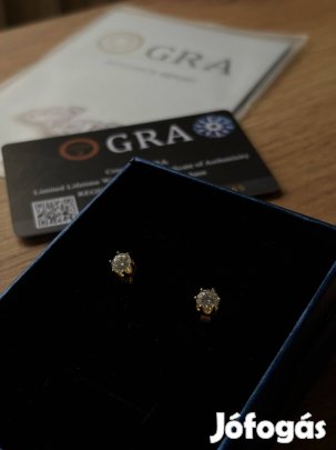 Moissanite köves arany színű 925 Sterling Silver fülbevaló, punto luce