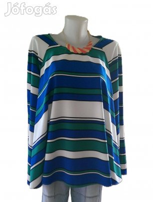 Molett, Csini, kék csíkos Á vonalú blúz (Méret: 2 XL 3 XL) Kód: BLU