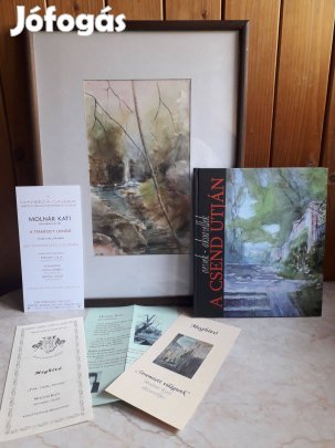 Molnár Kati akvarell: Solymári vízesés