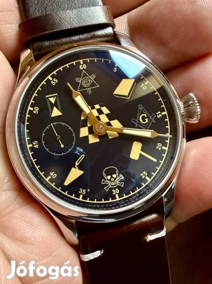 Molnija szabadkőműves számlapos zsebóra beépítés