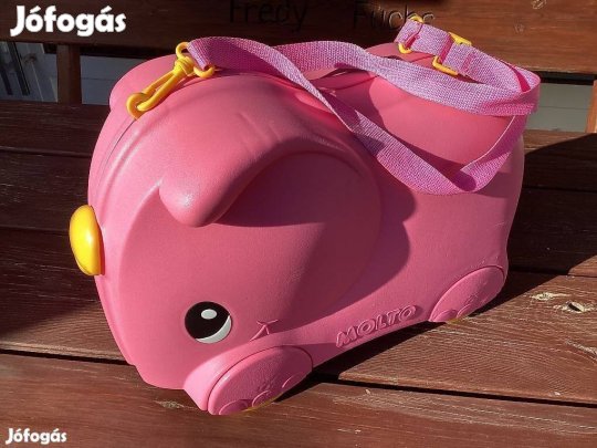 Molto rózsaszín kislány bőrönd utazótáska táska műanyag, lovagolható r