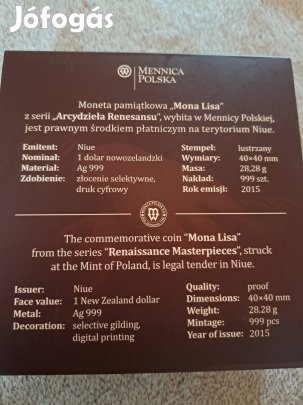 Mona Lisa 28g ezüst emlékérme