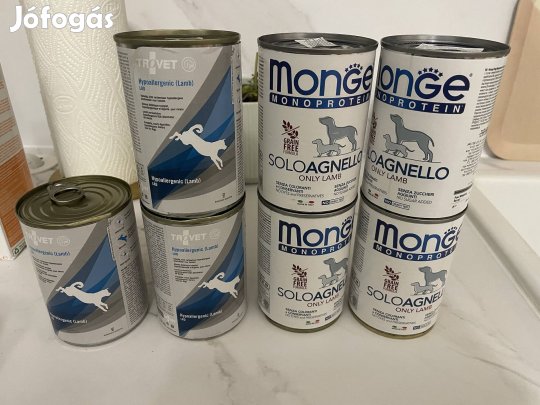 Monge only lamb és Trovet Lrd hipoallergén kutyakonzerv