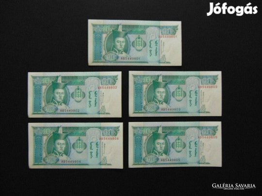 Mongólia 10 tugrik 5 darab Sorszámkövető ! Kép szerinti szép állapot