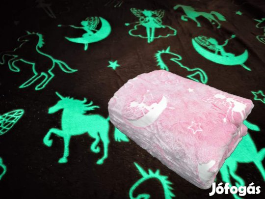 Monivel ND 150x200cm Sötétben világító, pink unikornis tündér mintás