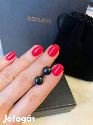 Monlana fekete igazgyöngy fülbevaló, új