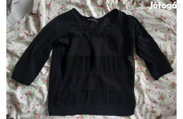 Monoprix francia fekete pamut felső S-M