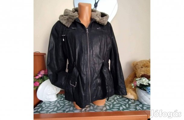 Montonelli, kapucnis, zsebes bőrkabát, M