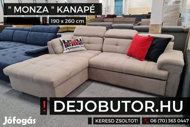 Monza - L bézs rugós kanapé ülőgarnitúra sarok 260x190 cm ágyazható