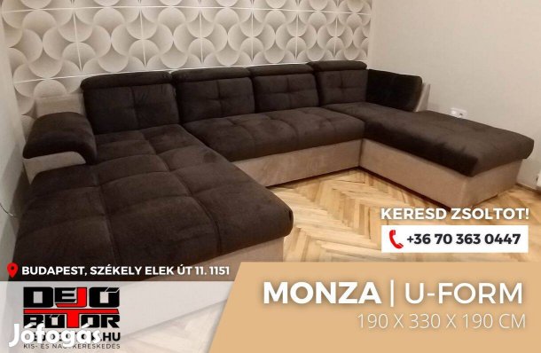 Monza sarok kanapé bútor ülőgarnitúra 190x330x190 cm ualak barna