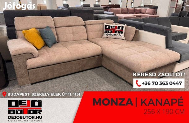 Monza sarok kanapé ülőgarnitúra rugós 256x190 cm bézs ágyazható