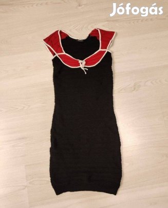 Morgan piros-fekete kötött alkalmi ruha női ruha szoknya S/36