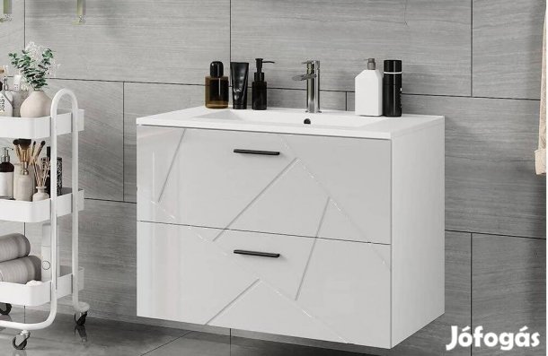 Mosdó alatti szekrény80×57×45 cm,Vicco,mafgasfényű fehér,fali,Új