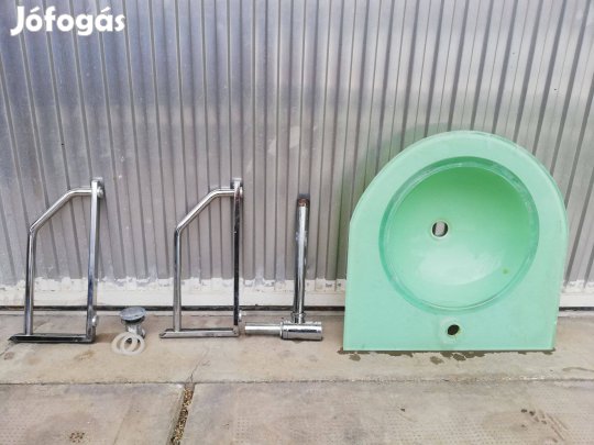 Mosdókagyló, zöld színű, üvegből készült