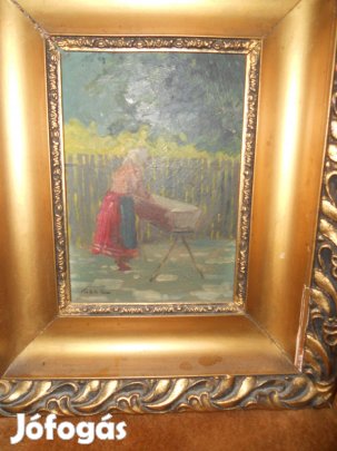Mosó nő keretezett festmény eladó