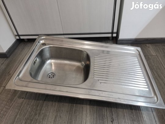 Mosogatótálca, inox, csepegtetős, használt, 80x51cm